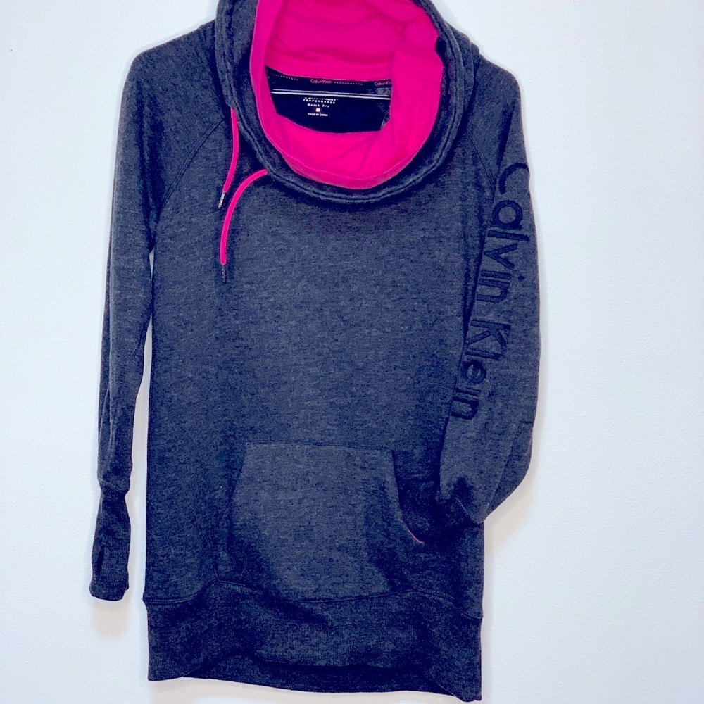 Calvin Klein Cowl Next Gray and Pink Sweatshirt Sz M